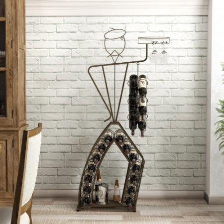 Casier à vin au design unique, casier à vin autoportant avec rangement pour bouteilles, rangement pour boissons alcoolisées et vins, organiseur pour cuisine et salle à manger.