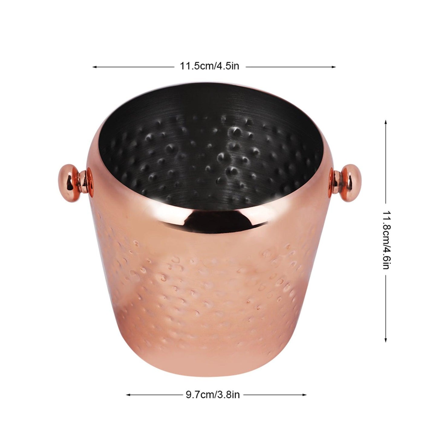 Seau à glace en acier inoxydable 1 L, récipient à glaçons pour bar, maison, hôtel (or rose)