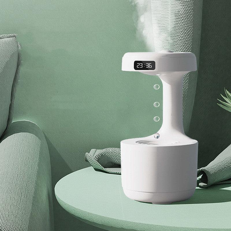 Humidificateur anti-gravité pour chambre à coucher avec horloge, diffuseur d'arômes à reflux en forme de goutte d'eau, grande capacité, silencieux, pour bureau, chambre à coucher, brumisateur domestique