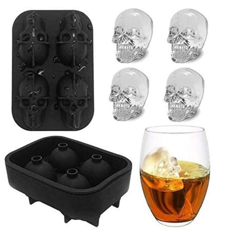 Molde de silicona para bandeja de hielo con forma de calavera, ideal para hacer cubitos de hielo en la cocina, herramientas para hacer hielo.