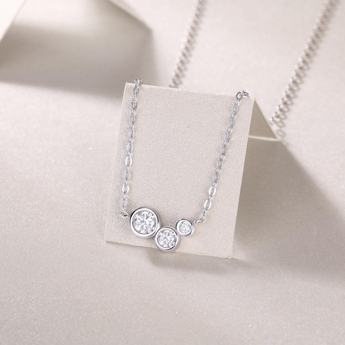 White Dew Luxury Fashion Diamond Pendant Necklace Set With Mosan Diamond Silver Ornaments