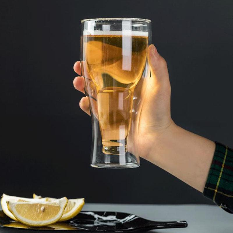Creative Flip Tie Beer Glass Upside Down Juice Drink Glass Bar Restaurant Art Transparent Double Glass