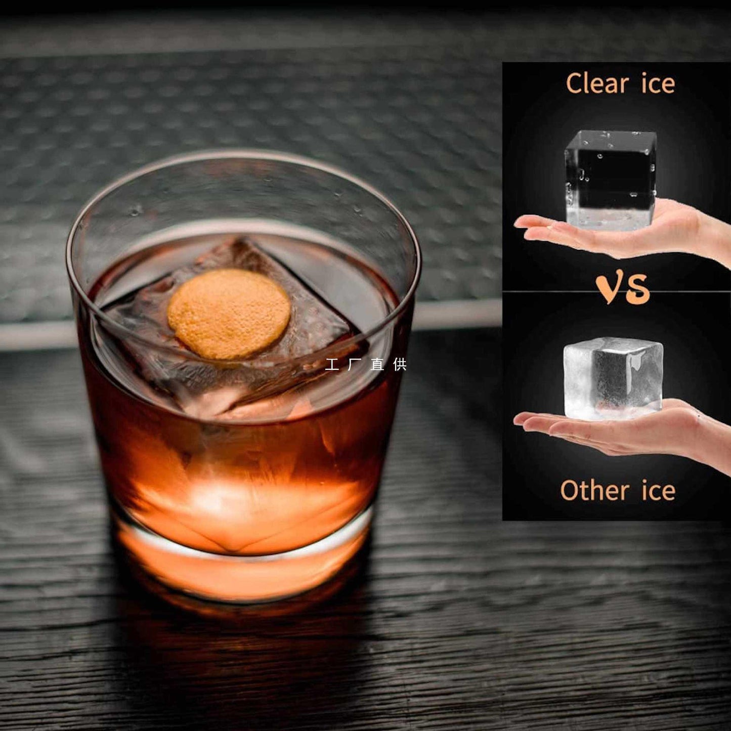 Moule à glaçons transparent en silicone 2TCU, 1 sur 8, pour bar, whisky, hockey sur glace, bulles sans air