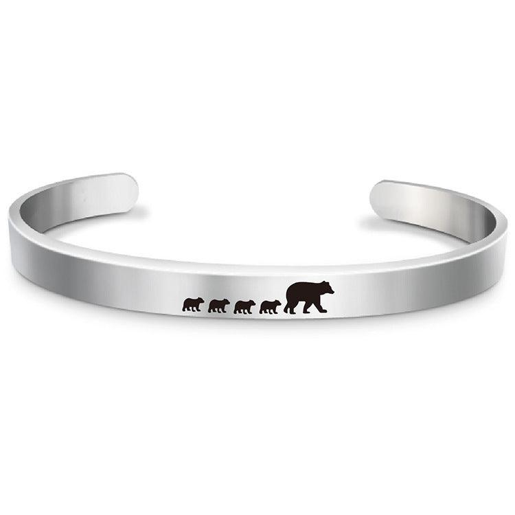 Stainless Steel Mama Bear Bracelet Mother's Day Gift