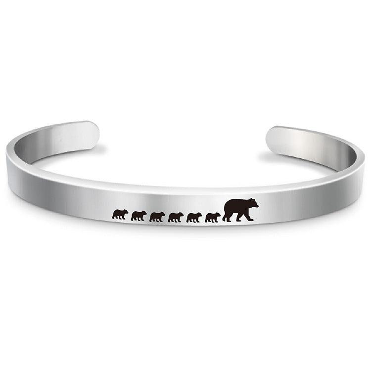 Stainless Steel Mama Bear Bracelet Mother's Day Gift