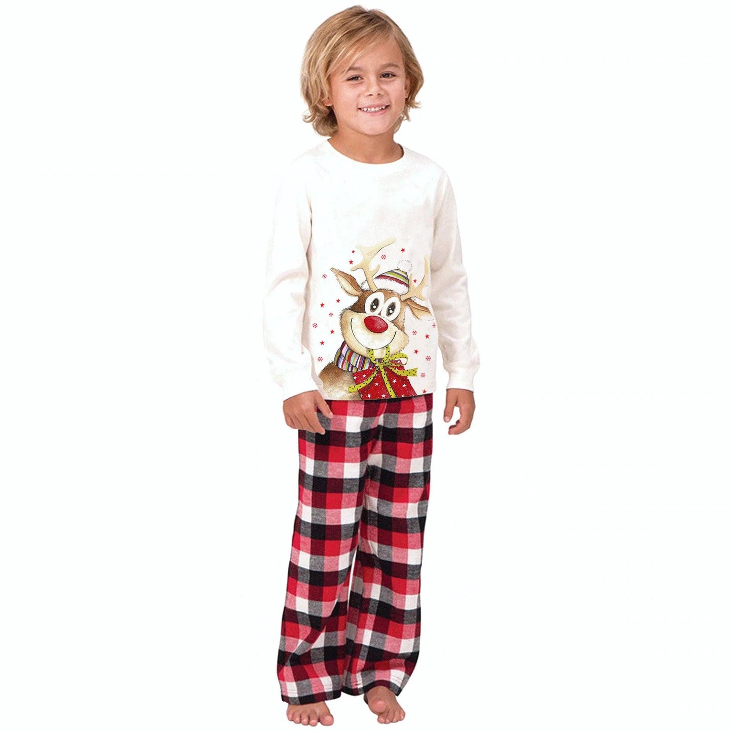 Ensemble de pyjama à manches longues pour la famille, imprimé élan de Noël 2024, vêtements de maison