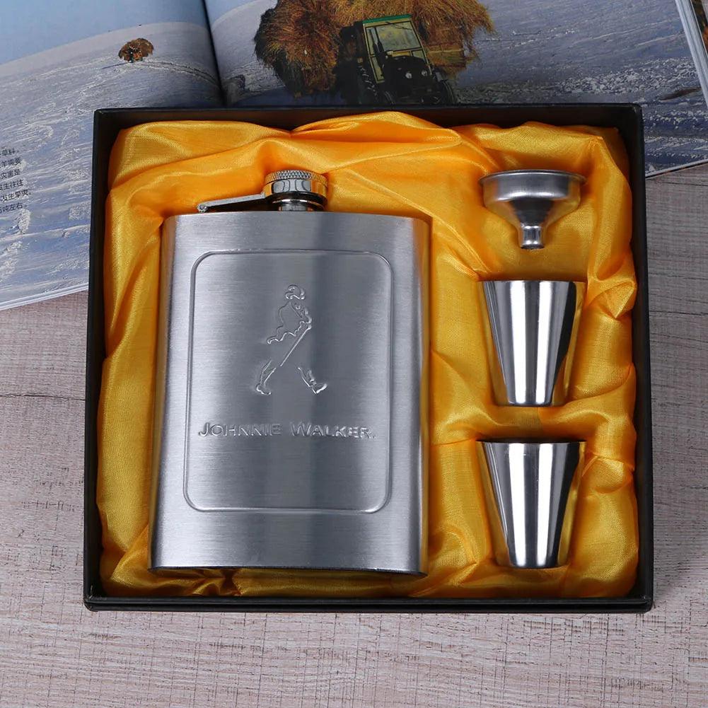 Flasque de poche portable en acier inoxydable pour whisky, 227 ml, contenant pour boissons alcoolisées, coffret cadeau, bouteille de vodka, outils