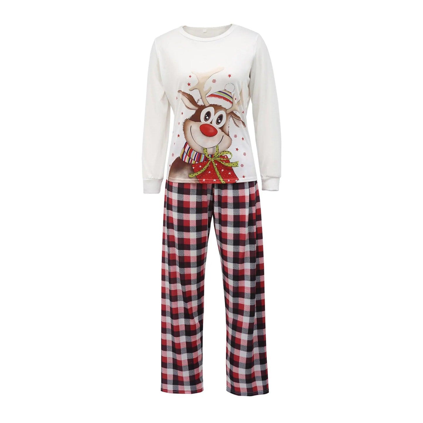 Ensemble de pyjama à manches longues pour la famille, imprimé élan de Noël 2024, vêtements de maison
