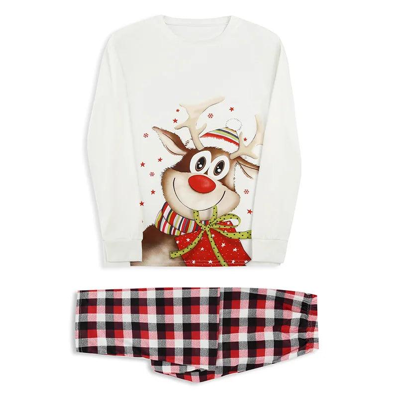 Ensemble de pyjama à manches longues pour la famille, imprimé élan de Noël 2024, vêtements de maison