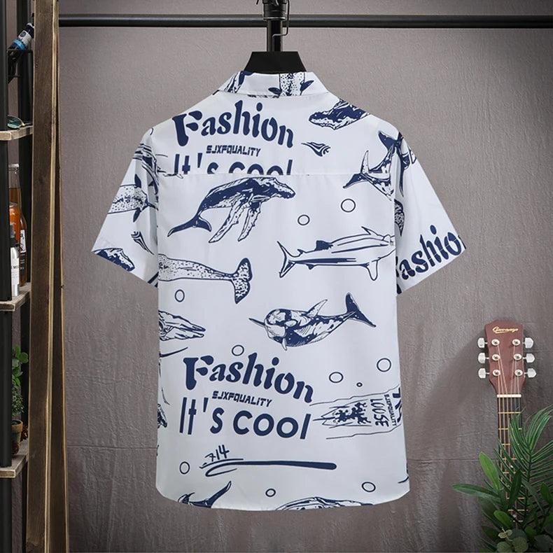 Men's Hawaiian Beach Set Single Breasted Short Sleeve Shirt and Shorts Casual Summer Vacation Travel Outfit