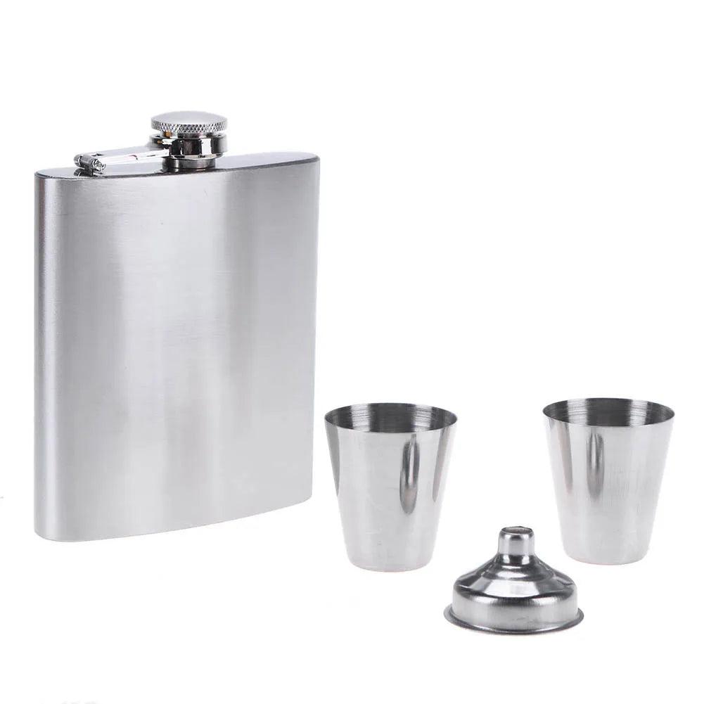 Flasque de poche portable en acier inoxydable pour whisky, 227 ml, contenant pour boissons alcoolisées, coffret cadeau, bouteille de vodka, outils