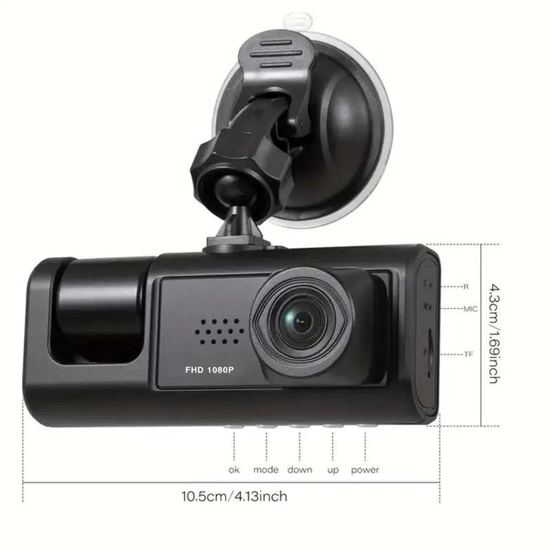Caméra embarquée avec vision nocturne infrarouge, enregistrement en boucle et écran IPS 2 pouces 1080p, 3 caméras, enregistreur DVR, enregistreur vidéo, DVR de véhicule