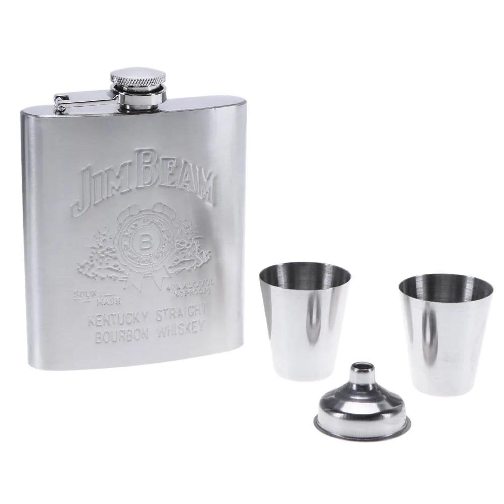 Flasque de poche portable en acier inoxydable pour whisky, 227 ml, contenant pour boissons alcoolisées, coffret cadeau, bouteille de vodka, outils