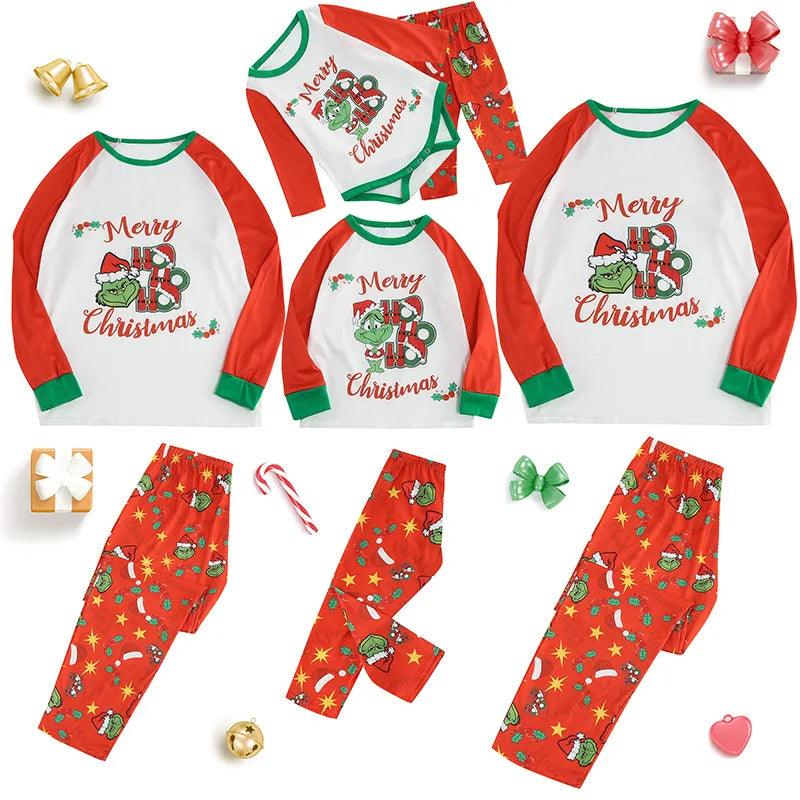 Ensemble de pyjama à manches longues pour la famille, imprimé élan de Noël 2024, vêtements de maison