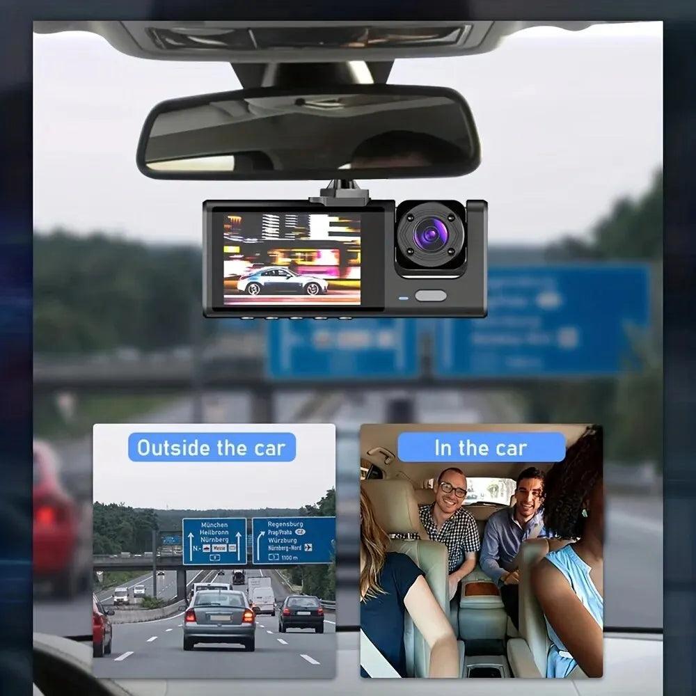 Caméra embarquée avec vision nocturne infrarouge, enregistrement en boucle et écran IPS 2 pouces 1080p, 3 caméras, enregistreur DVR, enregistreur vidéo, DVR de véhicule