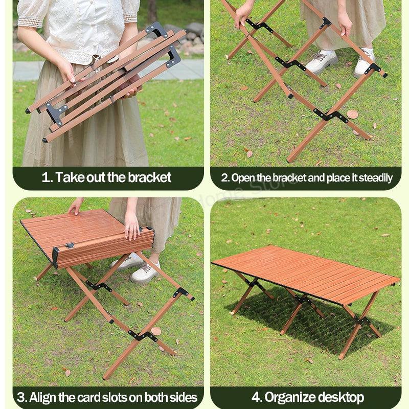 Table pliante de camping, table portable d'extérieur pour rouleaux d'œufs, table pliante pour pique-nique, table à manger sédentaire, table légère, bureau pliant