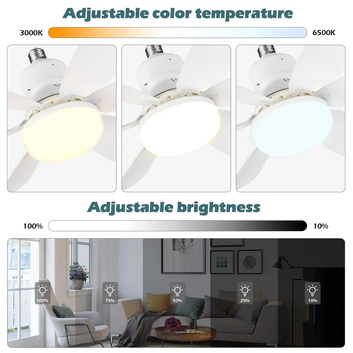 Plafonnier LED 30 W avec variateur d'intensité, culot E27, idéal pour un salon, un bureau ou un usage domestique, 85-265 V