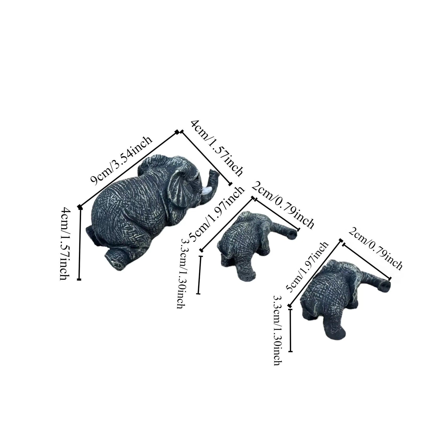 Lot de 3 éléphants uniques pour la fête des mères et Thanksgiving, décorations d'extérieur pour la maison, petites statues en résine peintes à la main