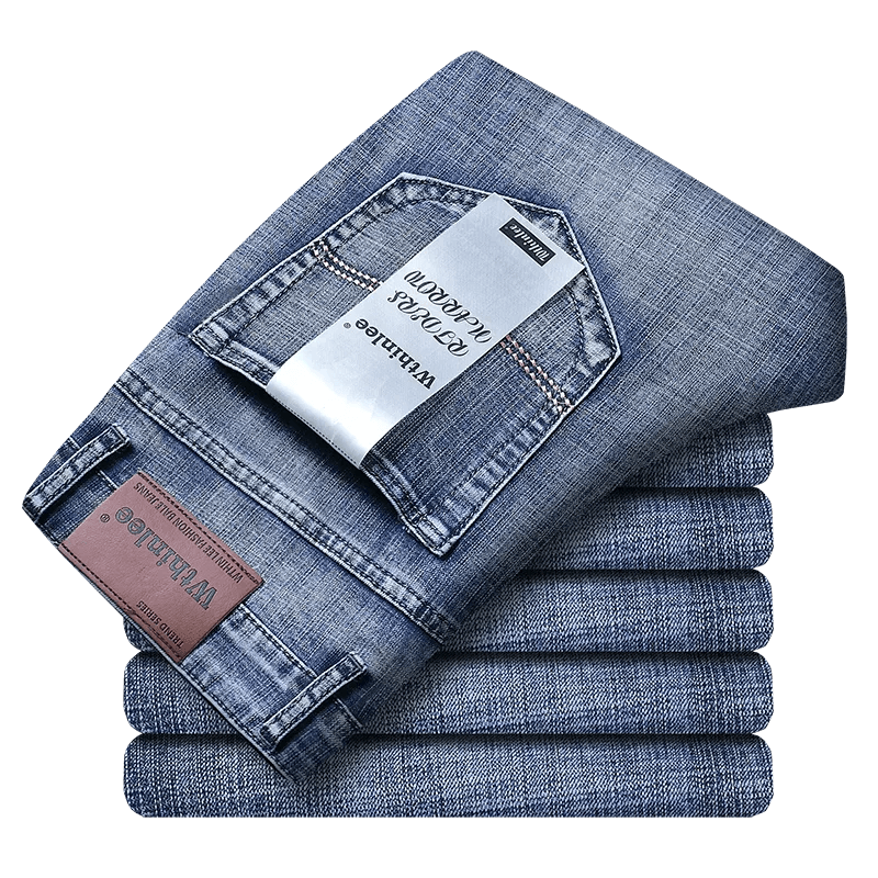 Wthinlee New Business Men's Jeans Casual Straight Stretch Fashion Classic Blue Black Work Denim Trousers Male Brand Clothing