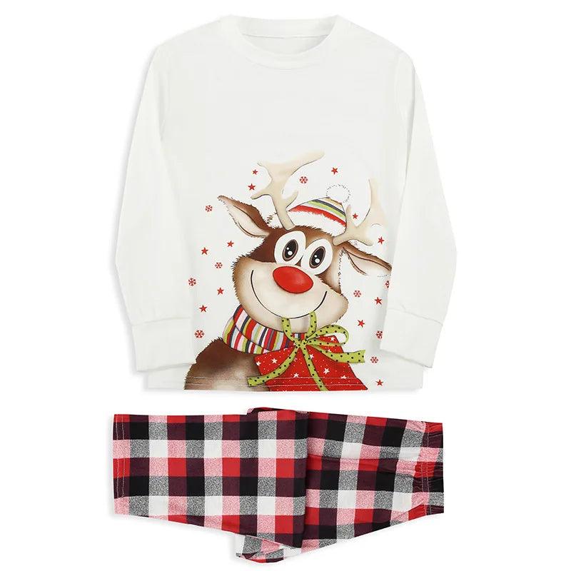 Ensemble de pyjama à manches longues pour la famille, imprimé élan de Noël 2024, vêtements de maison