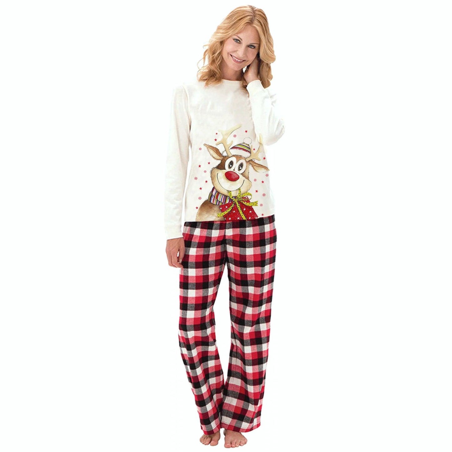 Ensemble de pyjama à manches longues pour la famille, imprimé élan de Noël 2024, vêtements de maison