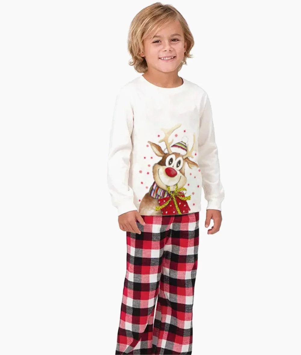 Ensemble de pyjama à manches longues pour la famille, imprimé élan de Noël 2024, vêtements de maison