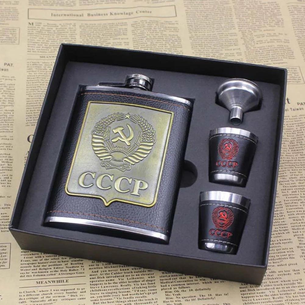 Flasque de poche portable en acier inoxydable pour whisky, 227 ml, contenant pour boissons alcoolisées, coffret cadeau, bouteille de vodka, outils