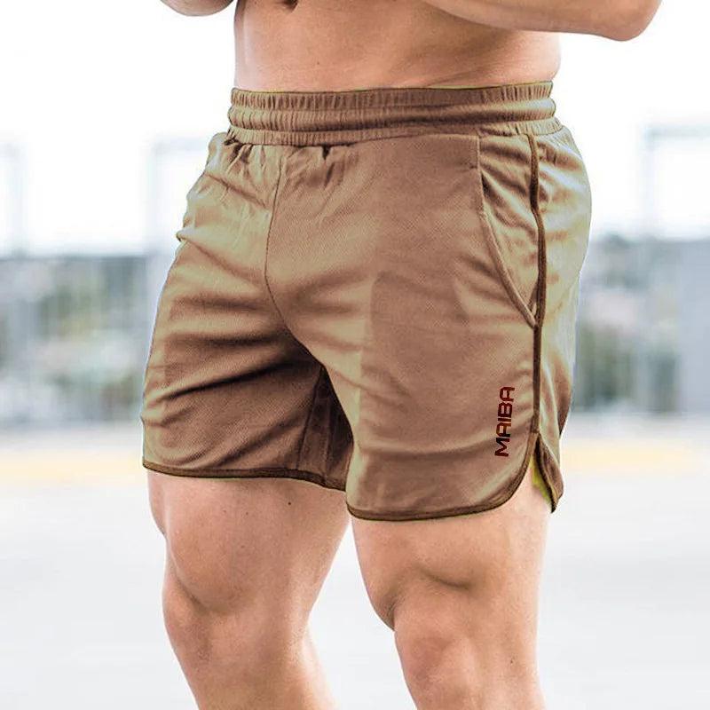 New Fitness Breathable Sports Shorts Running Quick Dry Pants Summer Slim Training Quarter Pants