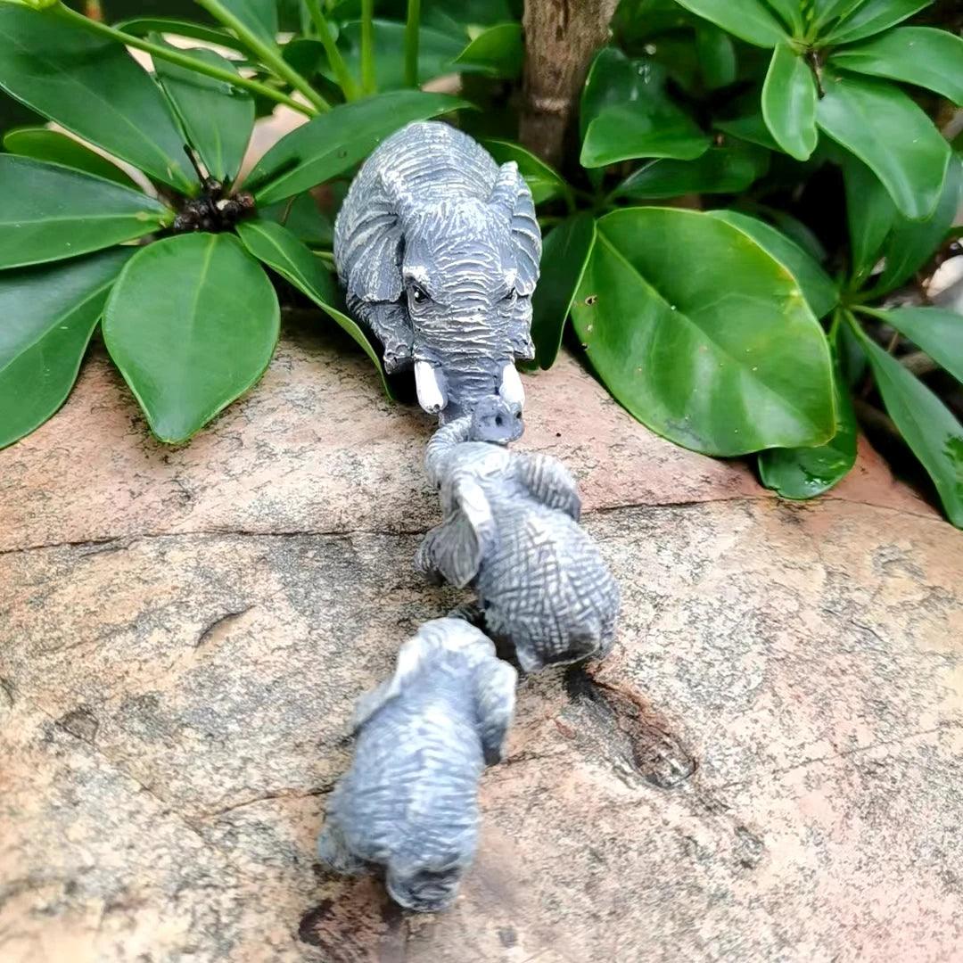 Lot de 3 éléphants uniques pour la fête des mères et Thanksgiving, décorations d'extérieur pour la maison, petites statues en résine peintes à la main