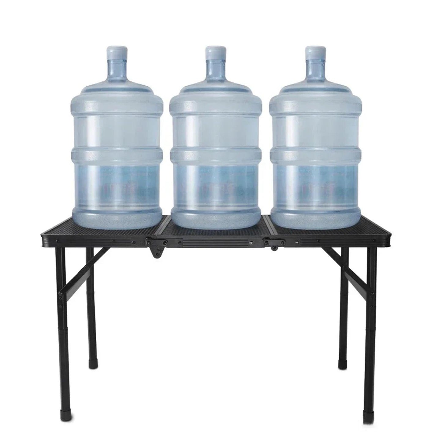 Table de camping pliante en maille de fer, table de camping portable en plein air avec étagère relevable, table à manger en alliage d'aluminium