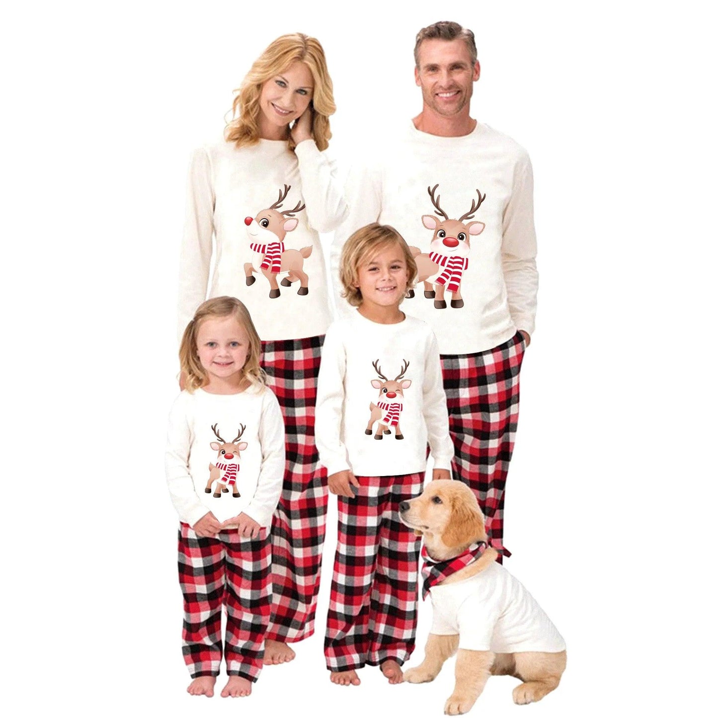 Ensemble de pyjama à manches longues pour la famille, imprimé élan de Noël 2024, vêtements de maison