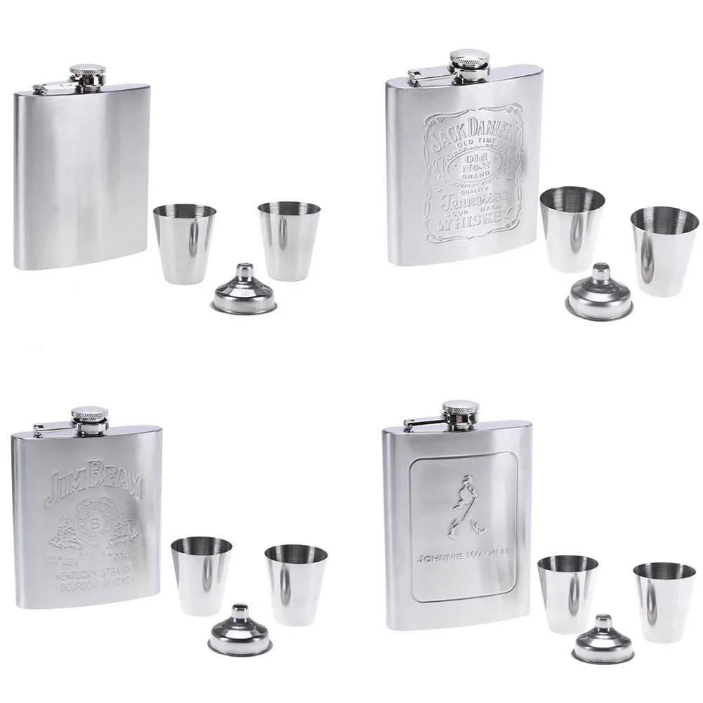 Flasque de poche portable en acier inoxydable pour whisky, 227 ml, contenant pour boissons alcoolisées, coffret cadeau, bouteille de vodka, outils