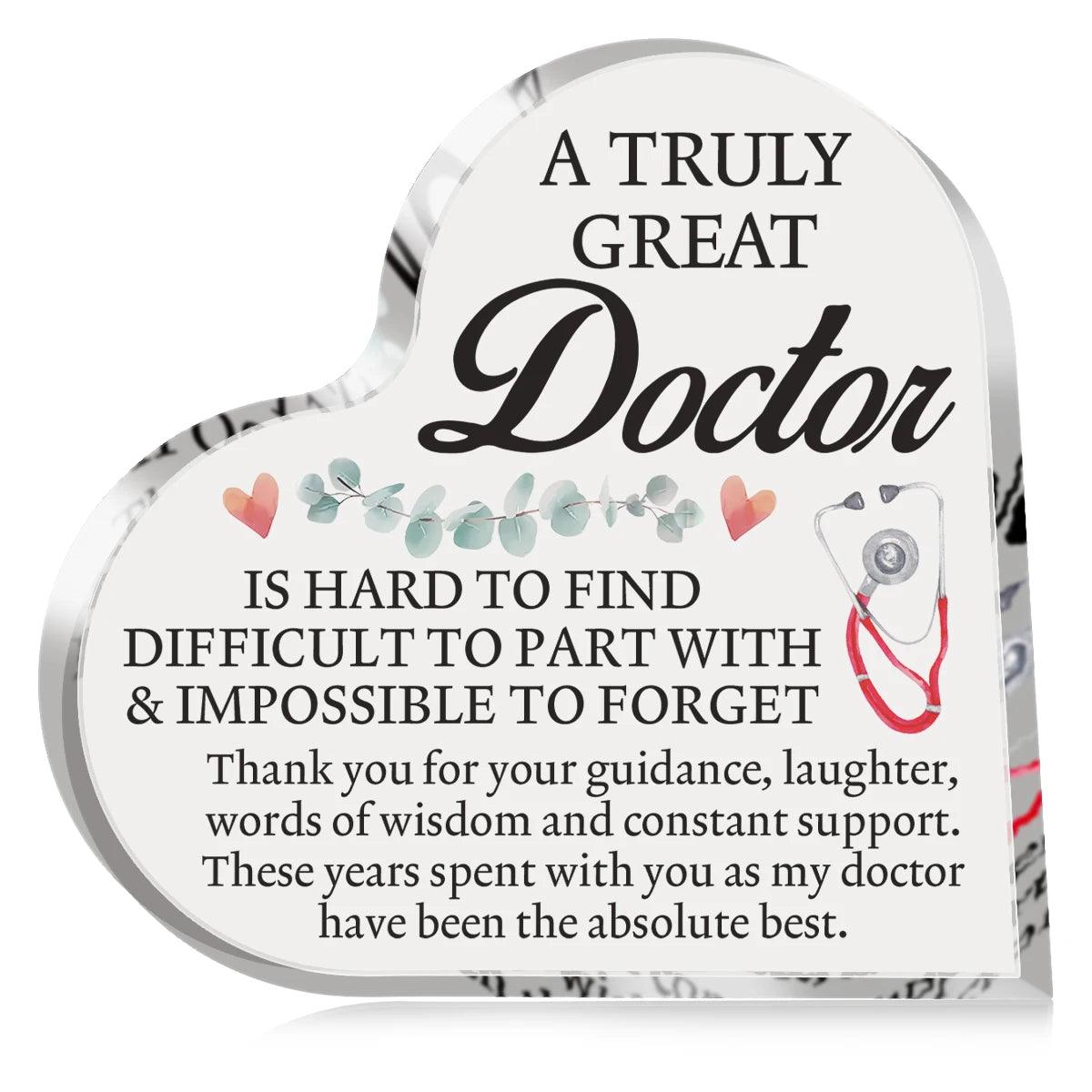 1PC Thank You Doctor Plaque Heart Shaped Acrylic Desk Decor,Doctor Appreciation Gifts For Men Women,Thank You Gifts For Doctors