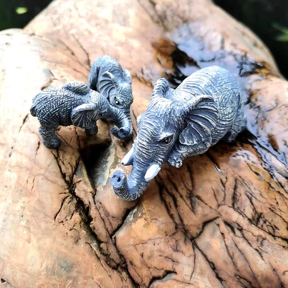 Lot de 3 éléphants uniques pour la fête des mères et Thanksgiving, décorations d'extérieur pour la maison, petites statues en résine peintes à la main
