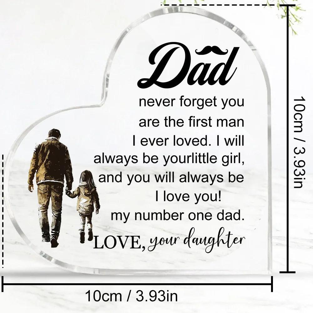 1 Pcs Papa transparent Cadeaux De Fille fils pour mon meilleur papa Cadeau en forme de cœur Pour mon père Ornements de maison Cadeau d'anniversaire