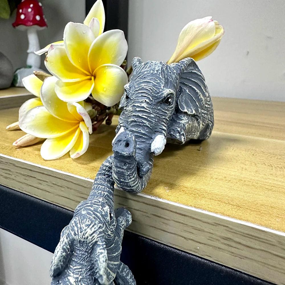 Lot de 3 éléphants uniques pour la fête des mères et Thanksgiving, décorations d'extérieur pour la maison, petites statues en résine peintes à la main