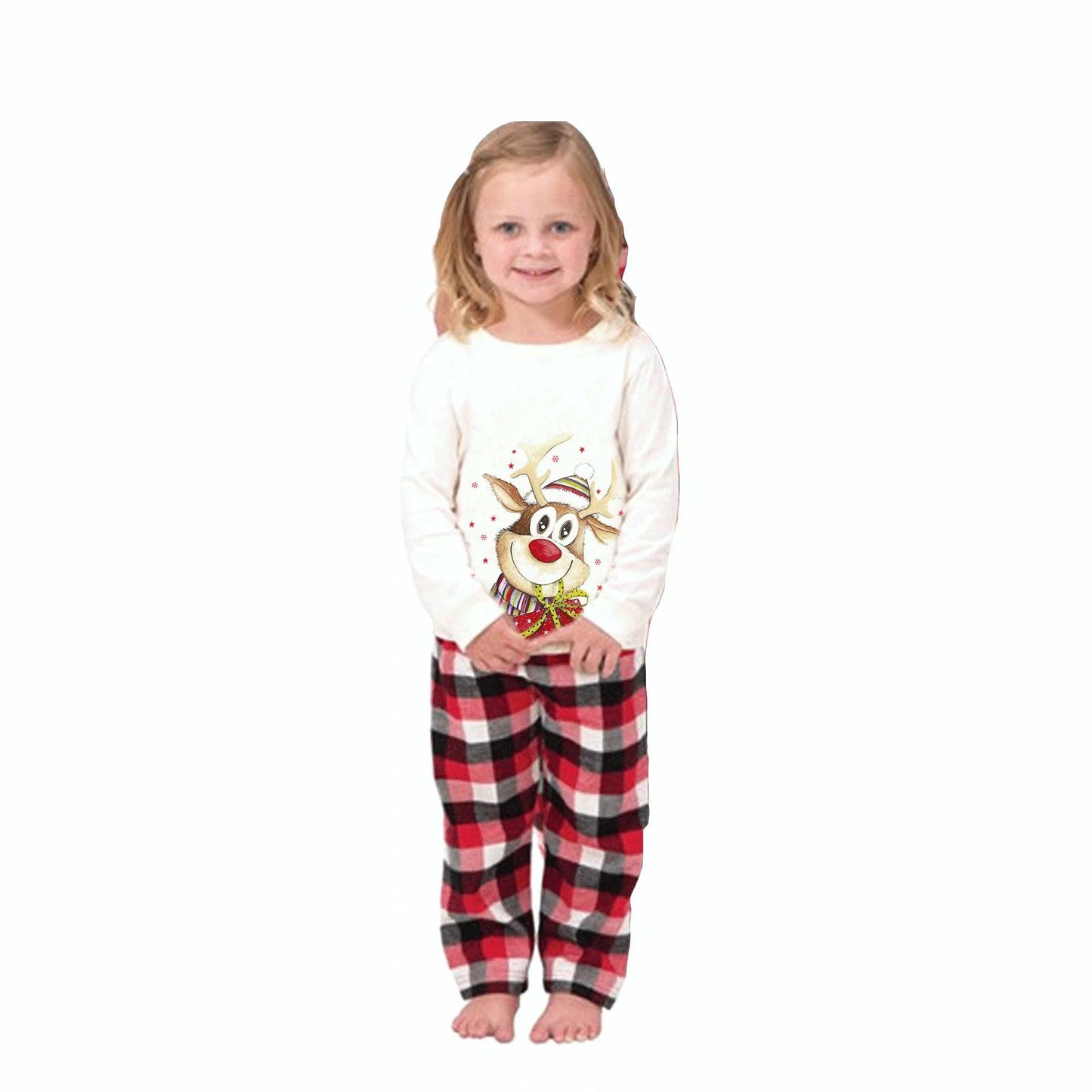 Ensemble de pyjama à manches longues pour la famille, imprimé élan de Noël 2024, vêtements de maison