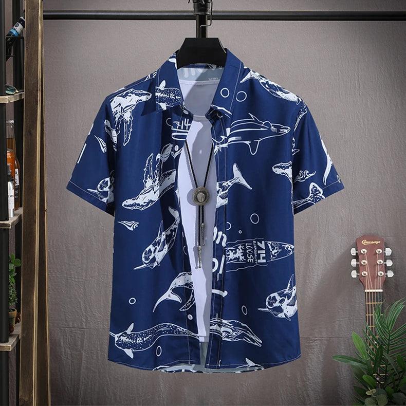 Men's Hawaiian Beach Set Single Breasted Short Sleeve Shirt and Shorts Casual Summer Vacation Travel Outfit