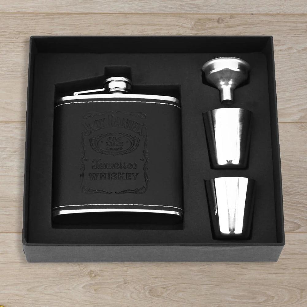 Flasque de poche portable en acier inoxydable pour whisky, 227 ml, contenant pour boissons alcoolisées, coffret cadeau, bouteille de vodka, outils