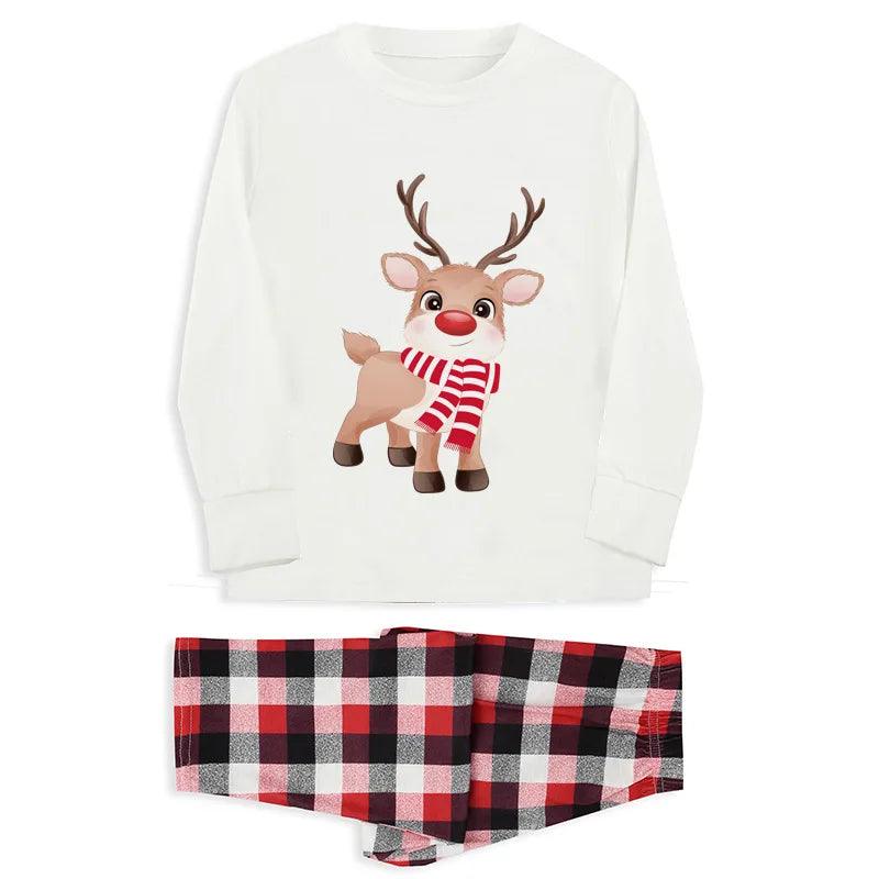 Ensemble de pyjama à manches longues pour la famille, imprimé élan de Noël 2024, vêtements de maison