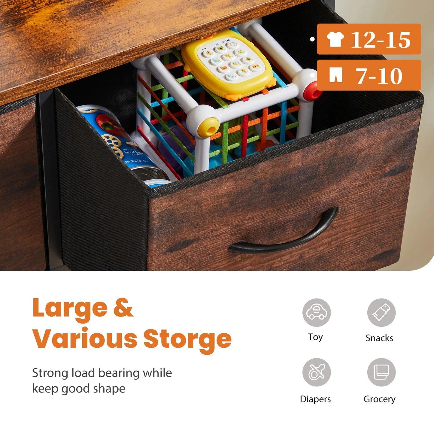 Commode JHK pour chambre à coucher avec 9 tiroirs de rangement en tissu, armoire haute, organisateur de coffre, placard, meubles pour vêtements pour adultes et enfants