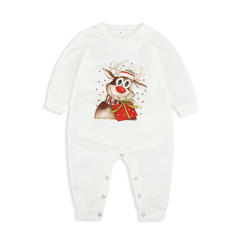 Ensemble de pyjama à manches longues pour la famille, imprimé élan de Noël 2024, vêtements de maison