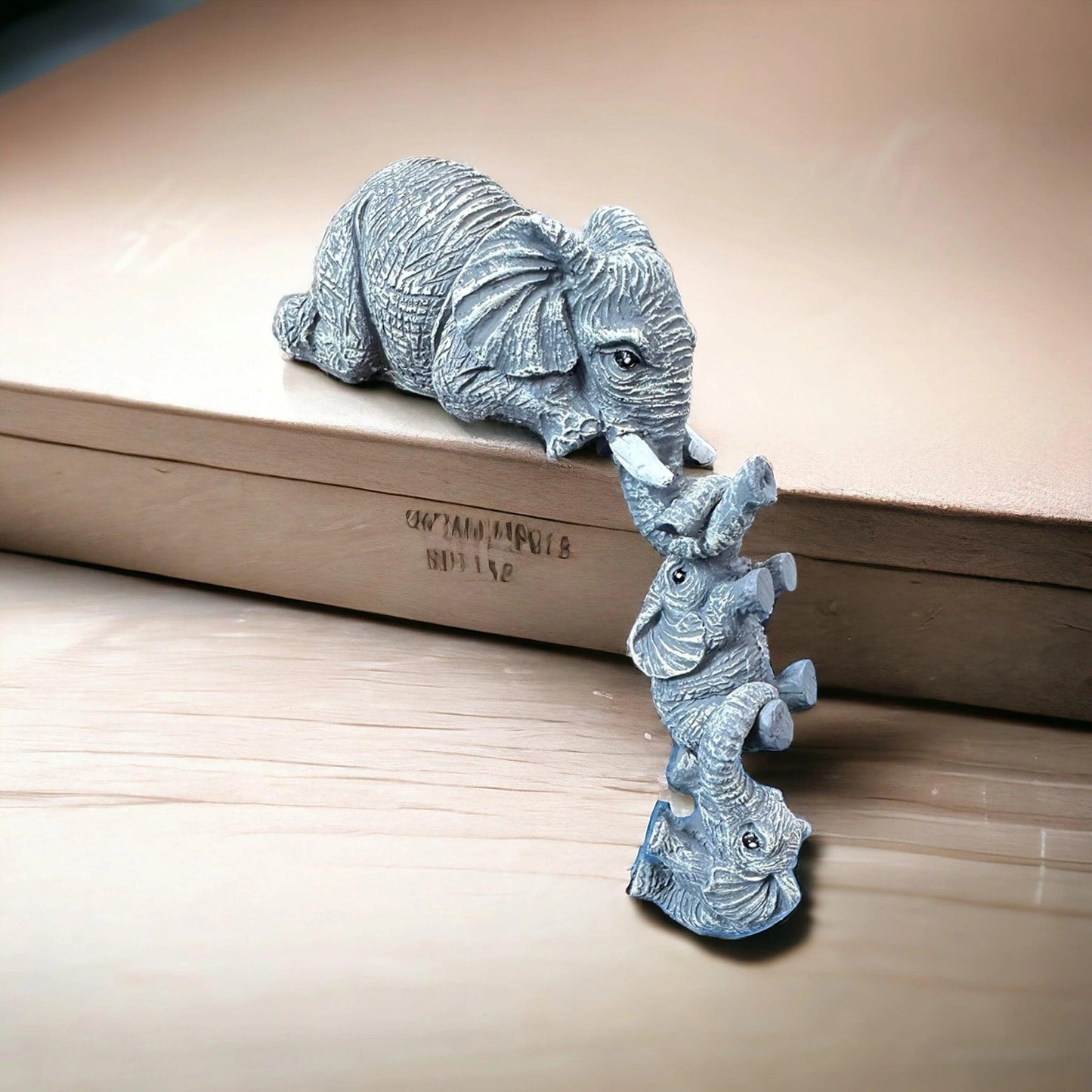 Lot de 3 éléphants uniques pour la fête des mères et Thanksgiving, décorations d'extérieur pour la maison, petites statues en résine peintes à la main