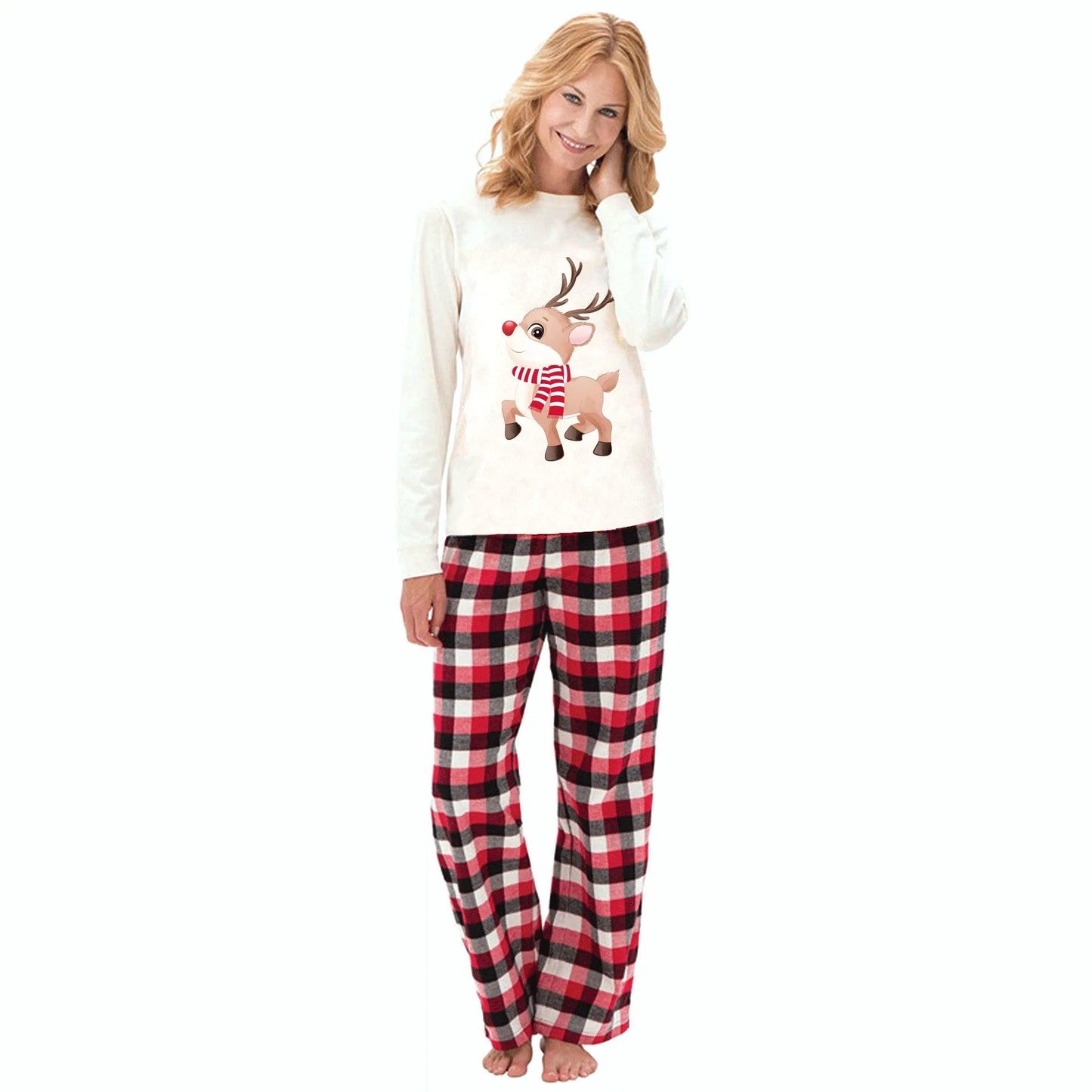 Ensemble de pyjama à manches longues pour la famille, imprimé élan de Noël 2024, vêtements de maison
