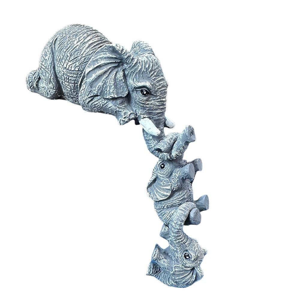 Lot de 3 éléphants uniques pour la fête des mères et Thanksgiving, décorations d'extérieur pour la maison, petites statues en résine peintes à la main