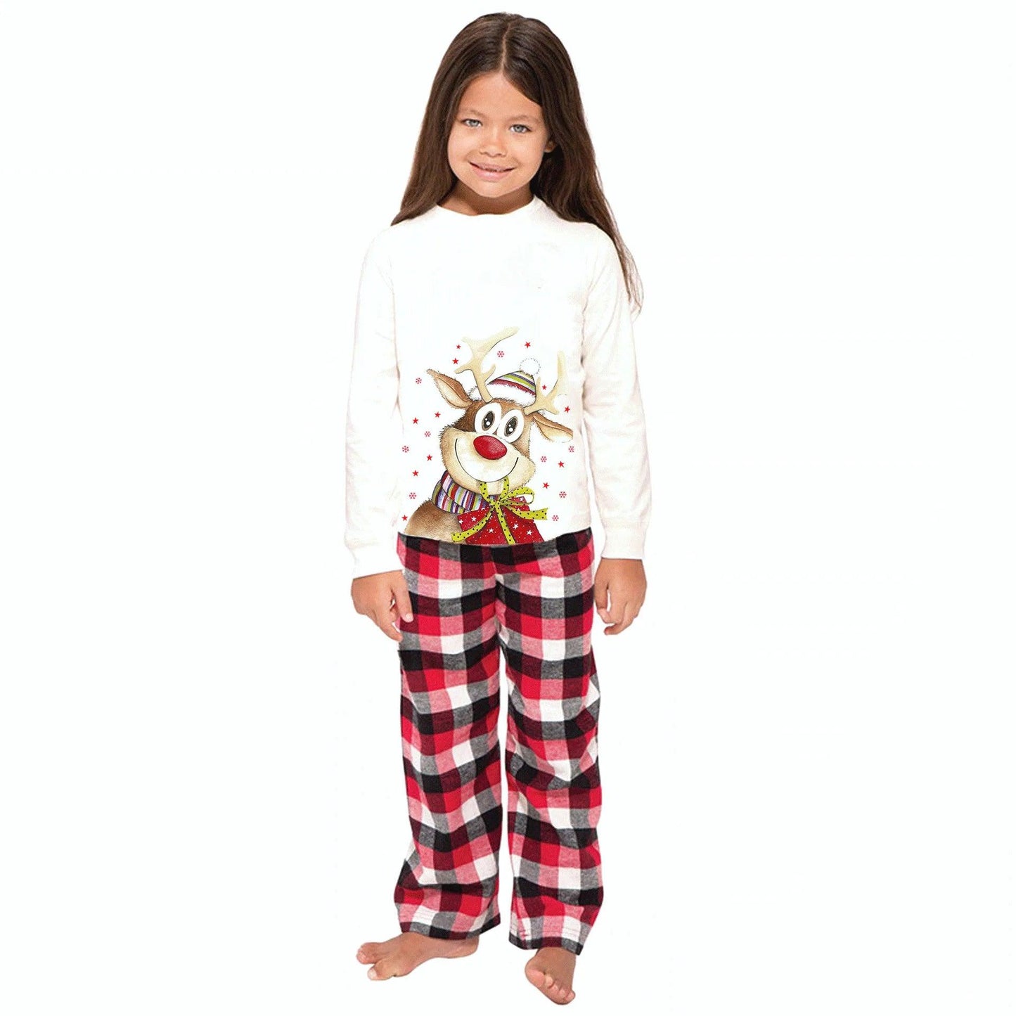 Ensemble de pyjama à manches longues pour la famille, imprimé élan de Noël 2024, vêtements de maison
