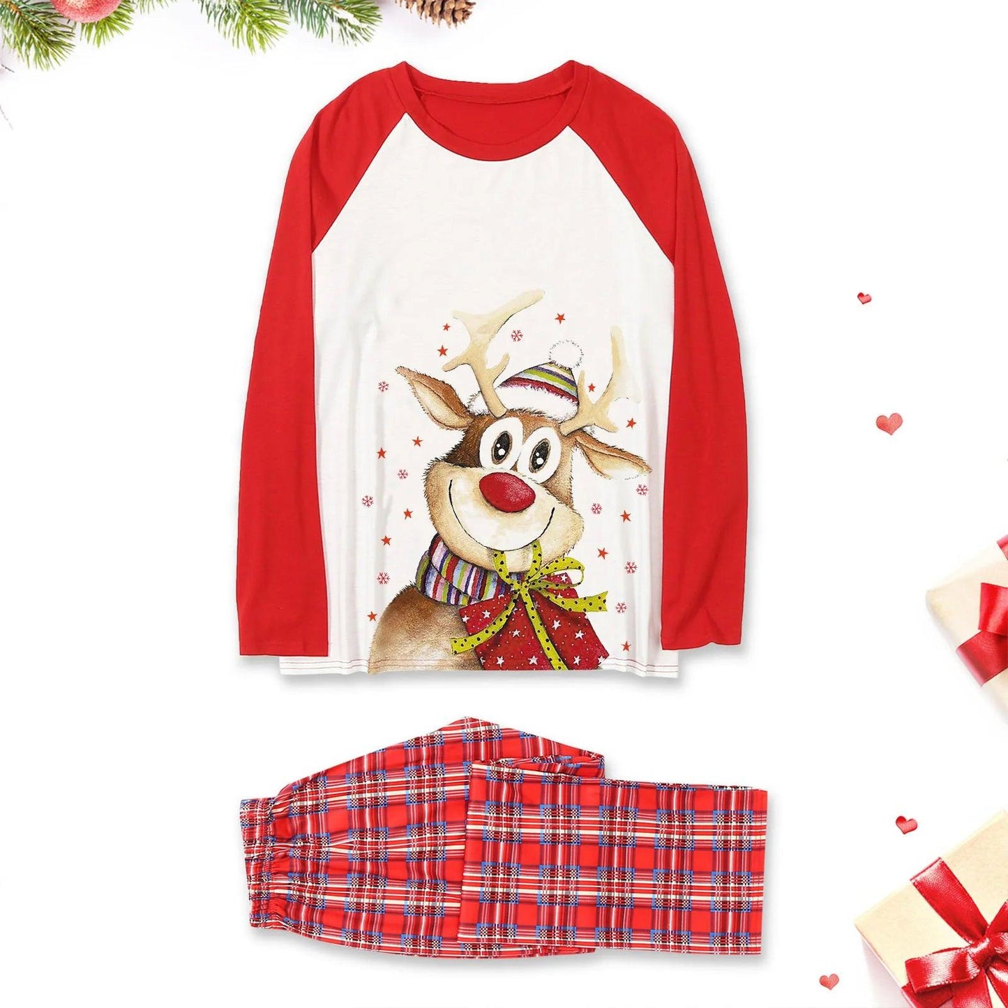 Ensemble de pyjama à manches longues pour la famille, imprimé élan de Noël 2024, vêtements de maison