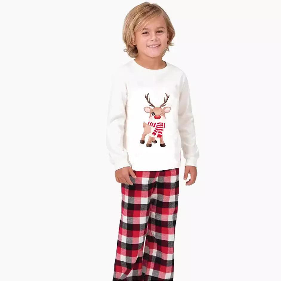 Ensemble de pyjama à manches longues pour la famille, imprimé élan de Noël 2024, vêtements de maison