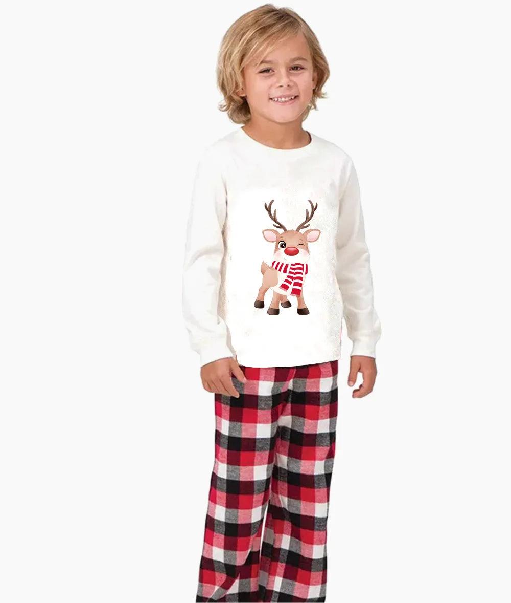 Ensemble de pyjama à manches longues pour la famille, imprimé élan de Noël 2024, vêtements de maison