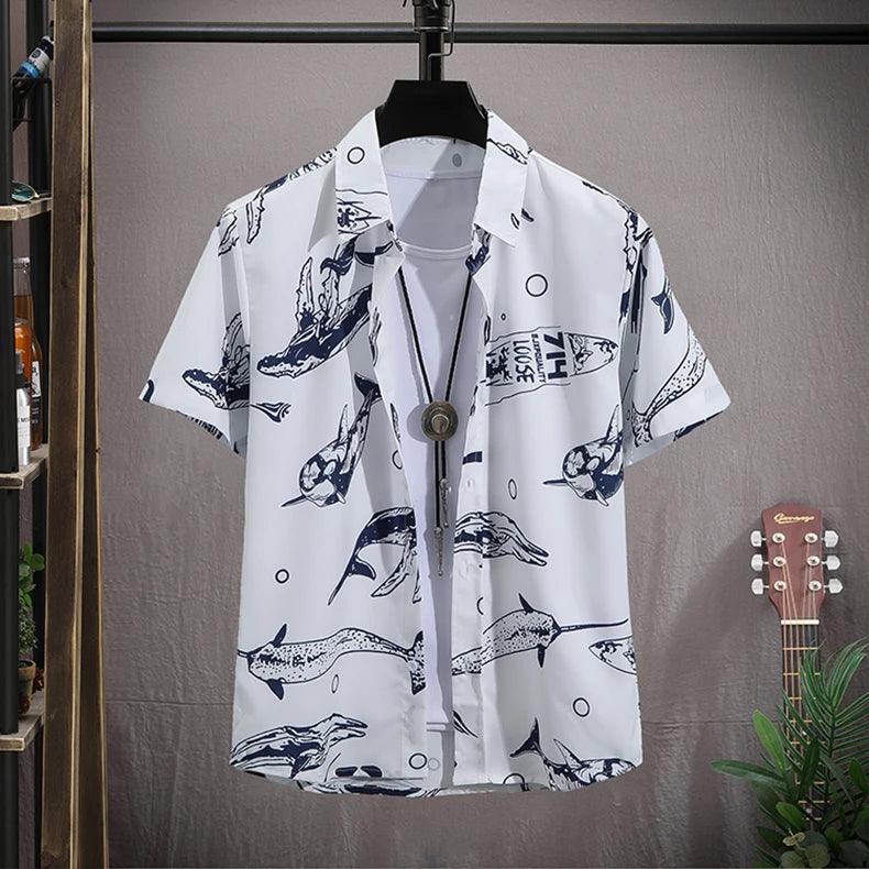 Men's Hawaiian Beach Set Single Breasted Short Sleeve Shirt and Shorts Casual Summer Vacation Travel Outfit